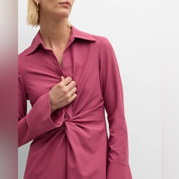 Cinq A Sept Mckenna Twist-Front Collared Dress in Dark Ube 14 - Picture 6 of 9